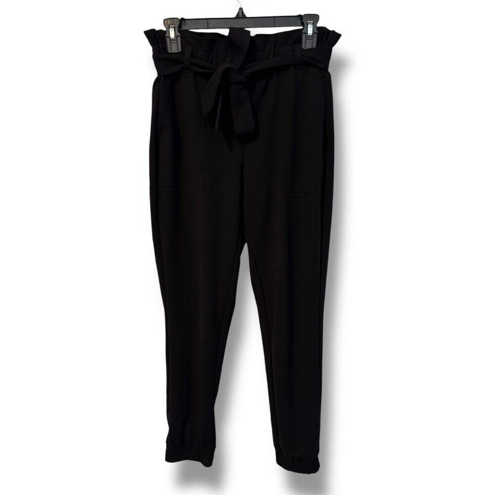 🔥4/$25 BBJ Los Angeles Pants Womens Size S Black Paperbag Waist Tie Belt Jogger